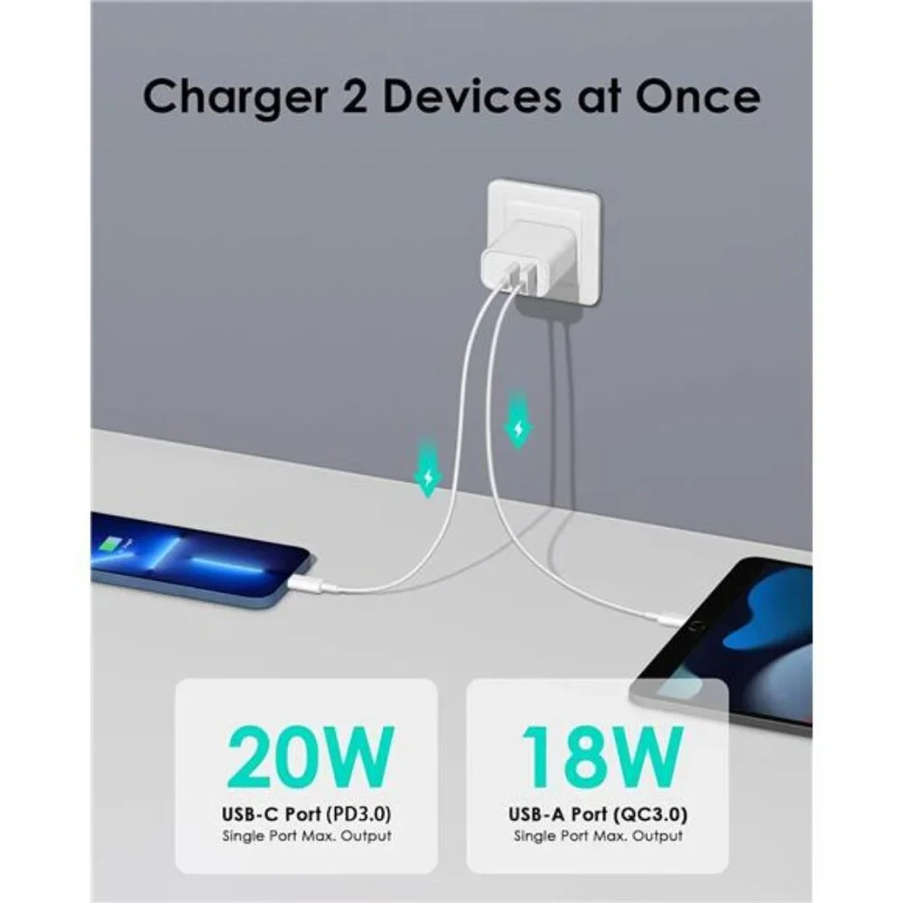 [4 Pack] USB C Charger Block Fast Charging Multiport Adpater [PD 20W USB-C & QC